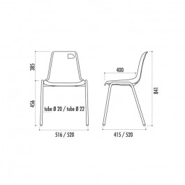 Chaise empilable Vanoise non accrochable M2 Ø22mm
